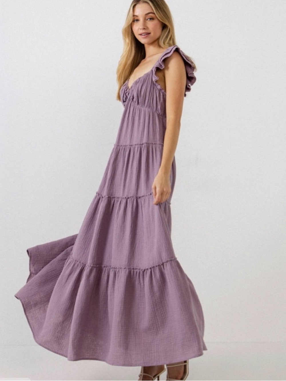 FREE PEOPLE Free The Roses NWT Lavender Ruffle Tiered Maxi Dress - Women
